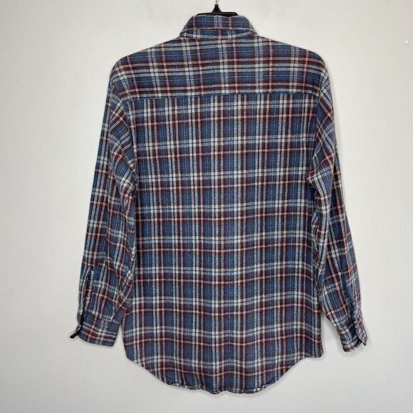 KEYSTONE CASUALS Men Plaid Heavyweight Flannel Button-Up Shirt Sz L Blue Shacket - Picture 3 of 7